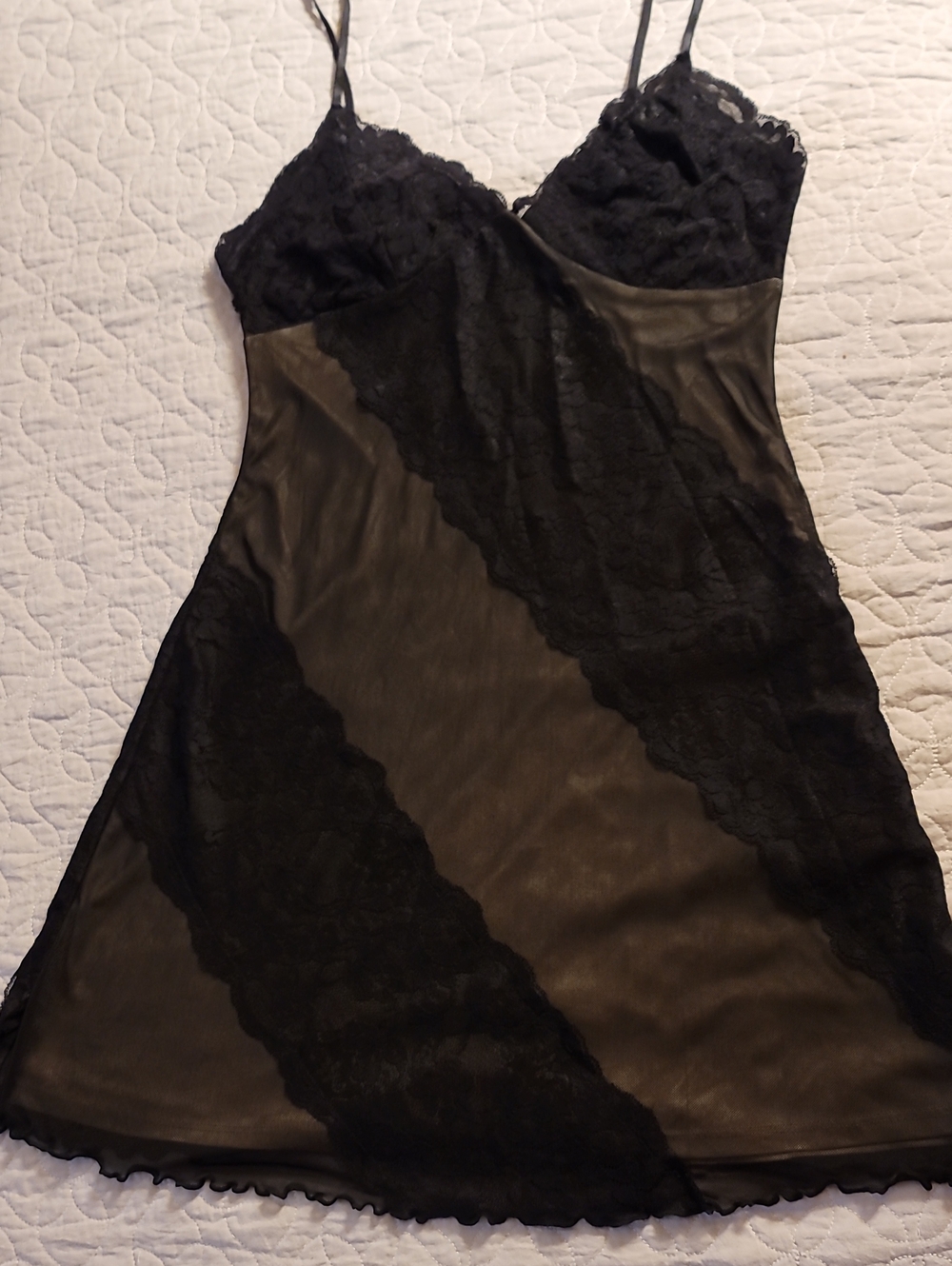 Forever 21 Mesh & Lace Patchwork Mini Slip Dress
